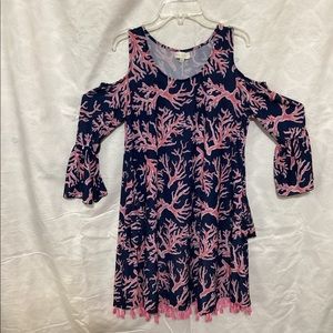 Simply Southern dress with fringe bottom & cut open shoulders. Never been worn.